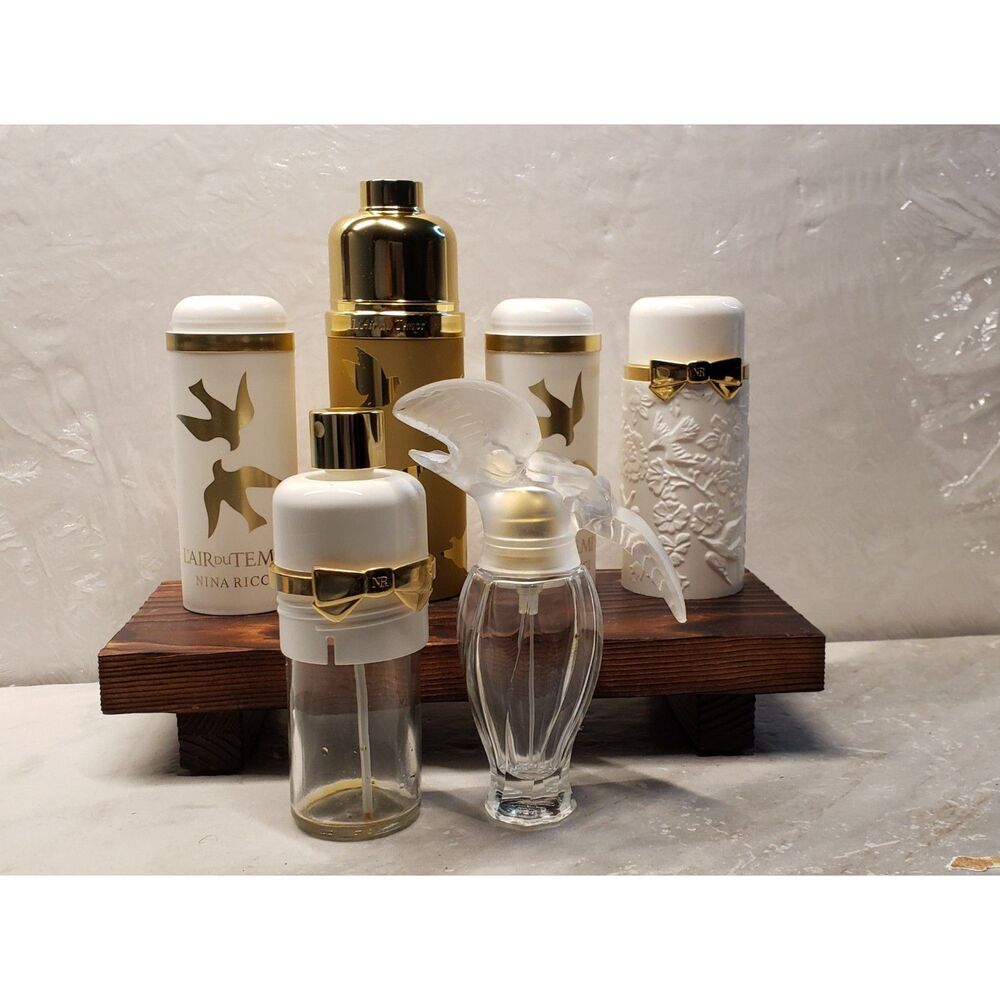 Vintage Empty L'AIR Du Temps By Nina Ricci Bottle Double Doves Top Refill Lot